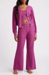 Open Edit Cozy Rib 3-piece Lounge Set In Purple Magenta Marl