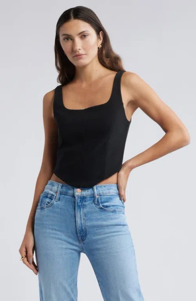 Open Edit Crepe Corset Top In Black