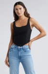 Open Edit Crepe Corset Top In Black