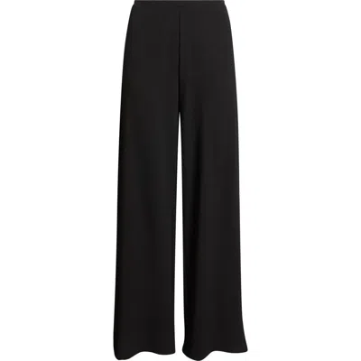 Open Edit Crepe Wide Leg Pants In Black