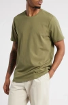 Open Edit Crewneck Stretch Cotton T-shirt In Green