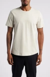 Open Edit Crewneck Stretch Cotton T-shirt In Grey Veil