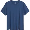 Open Edit Crewneck Stretch Cotton T-shirt In Navy Armada