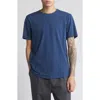 Open Edit Crewneck Stretch Cotton T-shirt In Navy Denim