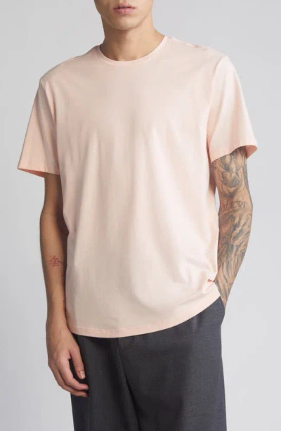 Open Edit Crewneck Stretch Cotton T-shirt In Pink