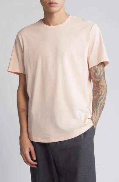 Open Edit Crewneck Stretch Cotton T-shirt In Pink Beach