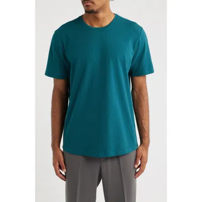Open Edit Crewneck Stretch Cotton T-shirt In Green