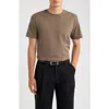 Open Edit Crewneck Stretch Cotton T-shirt In Brown