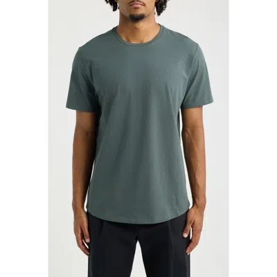 Open Edit Crewneck Stretch Cotton T-shirt In Green Urban