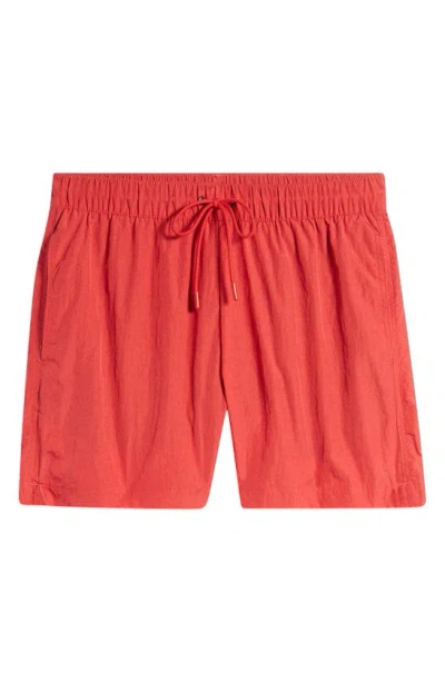 Open Edit Crinkled Nylon Swim Trunks In Red Rococo