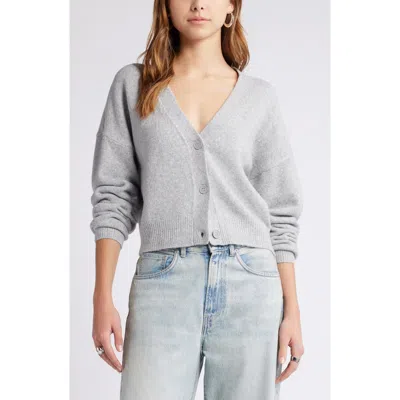 Open Edit Crop Cardigan In Grey Heather