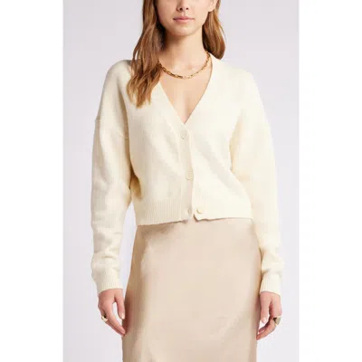 Open Edit Crop Cardigan In Ivory Dove