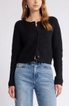 Open Edit Cropped Fisherman Cardigan In Black