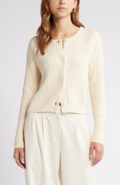 Open Edit Cropped Fisherman Cardigan In Ivory Dove