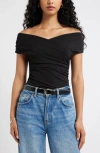 Open Edit Crossover Off The Shoulder Top In Black