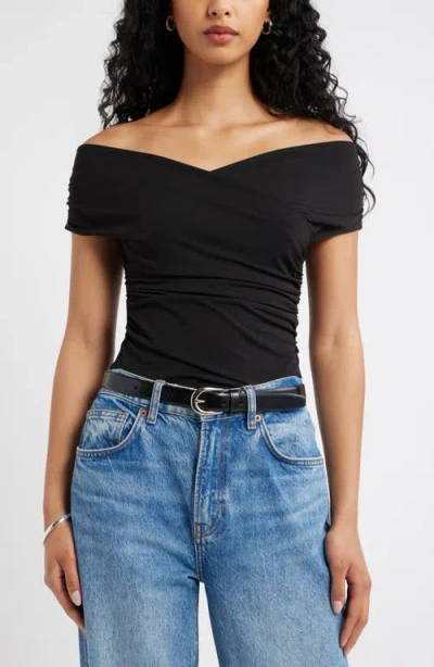 Open Edit Crossover Off The Shoulder Top In Black