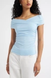 Open Edit Crossover Off The Shoulder Top In Blue