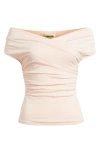 Open Edit Crossover Off The Shoulder Top In Pink