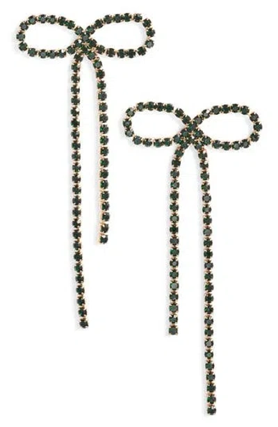 Open Edit Crystal Bow Drop Earrings In Multi