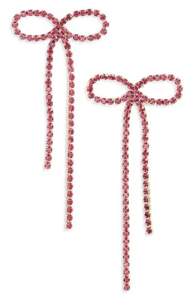 Open Edit Crystal Bow Drop Earrings In Multi