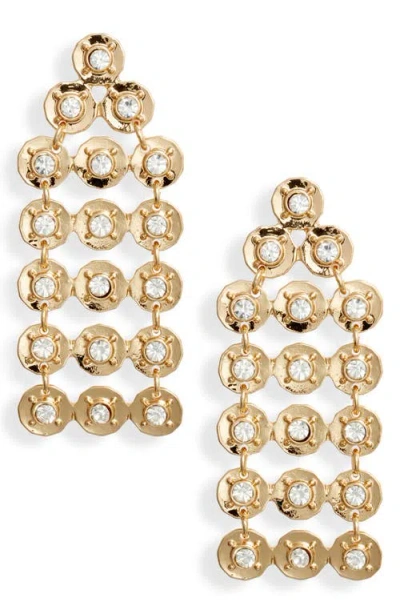 Open Edit Crystal Chandelier Earrings In Clear- Gold