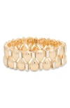 Open Edit Crystal Embellished Teardrop Stretch Bracelet In Clear- Gold