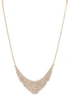 Open Edit Crystal Mesh Frontal Necklace In Clear- Gold