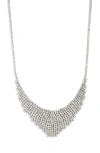 Open Edit Crystal Mesh Frontal Necklace In Clear- Rhodium