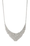 Open Edit Crystal Mesh Frontal Necklace In Clear- Rhodium
