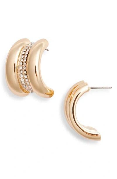 Open Edit Crystal Pavé Bold Hoop Earrings In Clear- Gold