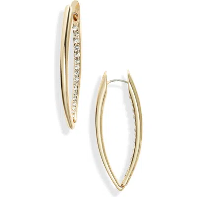 Open Edit Crystal Pointed Oval Hoop Earrings In Clear- Gold