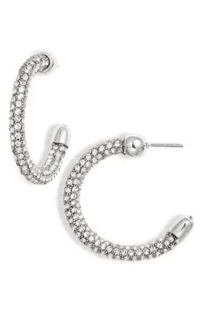 Open Edit Crystal Rope Hoop Earrings In Clear- Rhodium