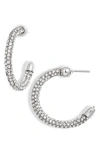 Open Edit Crystal Rope Hoop Earrings In Clear- Rhodium