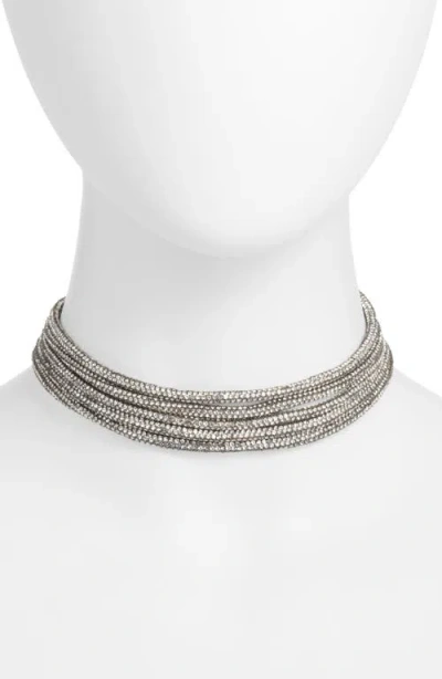 Open Edit Crystal Rope Layered Choker Necklace In Silverold