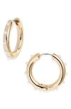 Open Edit Cultured Pearl Studded Hoop Earrings In Gold