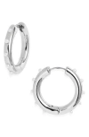 Open Edit Cultured Pearl Studded Hoop Earrings In Metallic