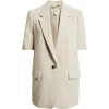 Open Edit Curator Short Sleeve Blazer In Gray