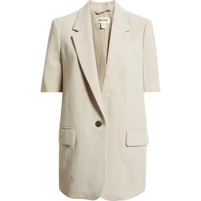 Open Edit Curator Short Sleeve Blazer In Gray