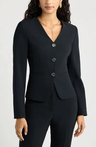 Open Edit Curator V Neck Blazer In Black