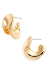 Open Edit Curved Architectural Hoop Earrings In Gold