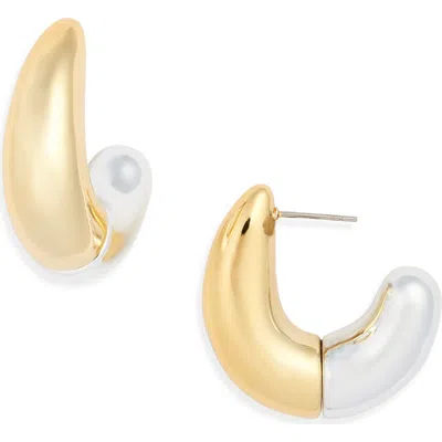 Open Edit Curved Metal C-hoop Earrings In Multi