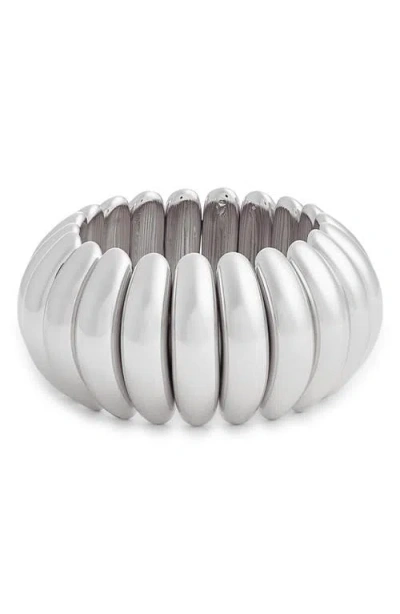 Open Edit Curved Stretch Bracelet In Rhodium