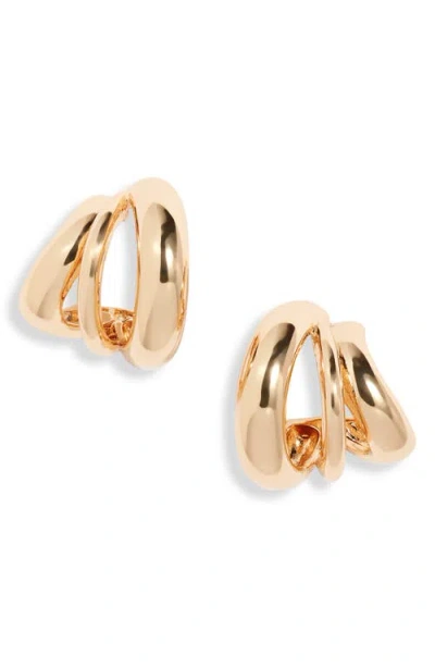 Open Edit Curved Triple Hoop Earrings In Gold