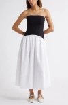 Open Edit Curved Waist Strapless Maxi Dress