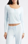 Open Edit Daydream Lace Trim Rib Crop Top In Blue
