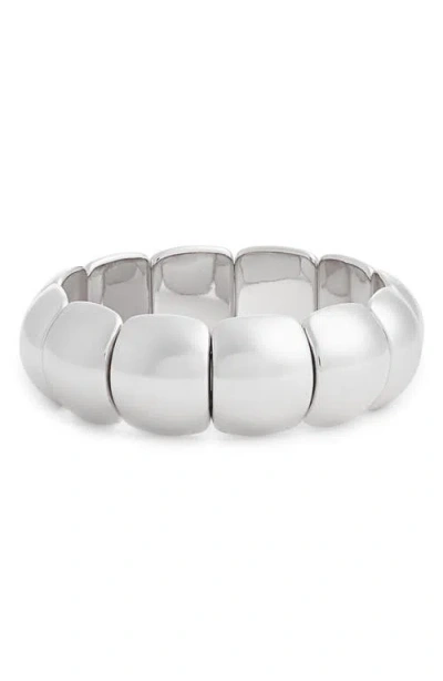 Open Edit Domed Stretch Bracelet In Rhodium