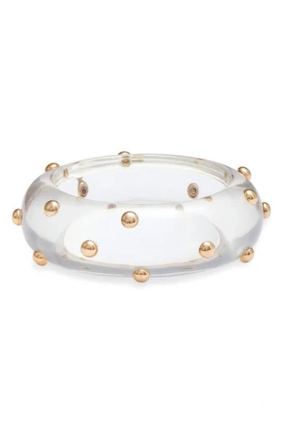 Open Edit Dotted Lucite® Bangle Bracelet In Clear- Gold