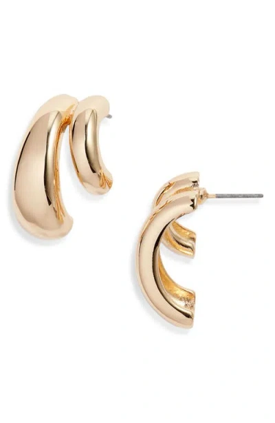 Open Edit Double Curved J-hoop Earrings In Gold