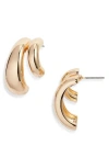 Open Edit Double Curved J-hoop Earrings In Gold