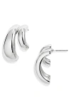 Open Edit Double Curved J-hoop Earrings In Silver